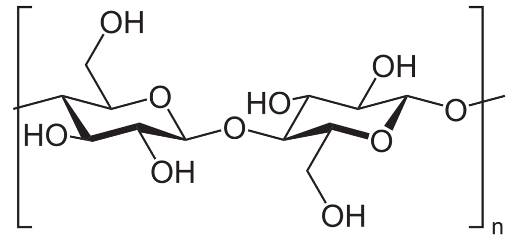Fiber intake and weight loss. Image showing the molecular structure of cellulose