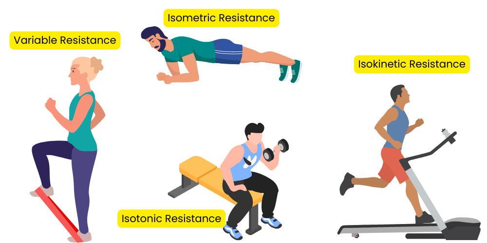 Infographic showing the types of resistance training